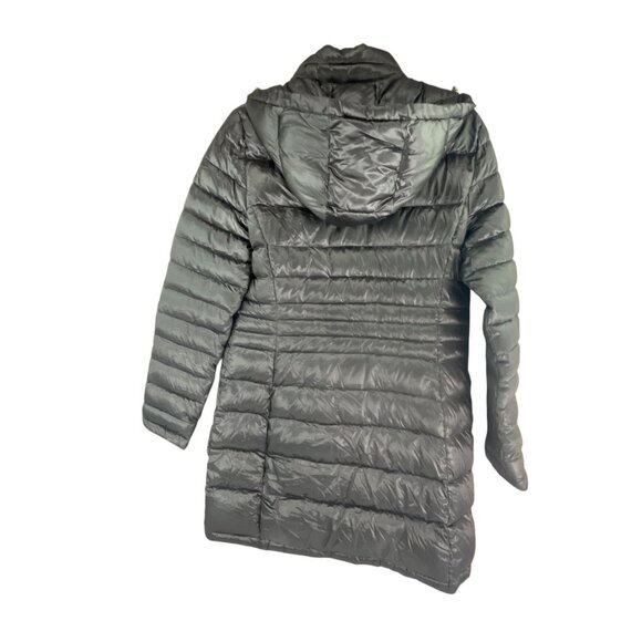Andrew Marc Packable Lightweight Down Hood Jacket M Metallic Gray Puffer Winter - Picture 8 of 9